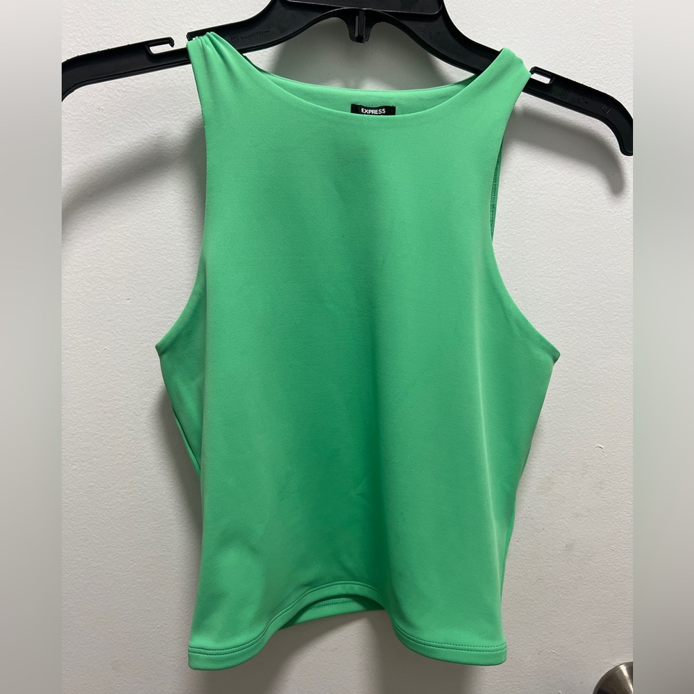 Express Body Contour High Compression High Neck Cropped Tank Kelly Green
